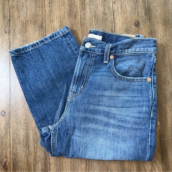 Levi’s Low Pro Straight Leg Jeans Baggy 90s Mid Rise Blue Ripped Torn - Picture 2 of 11